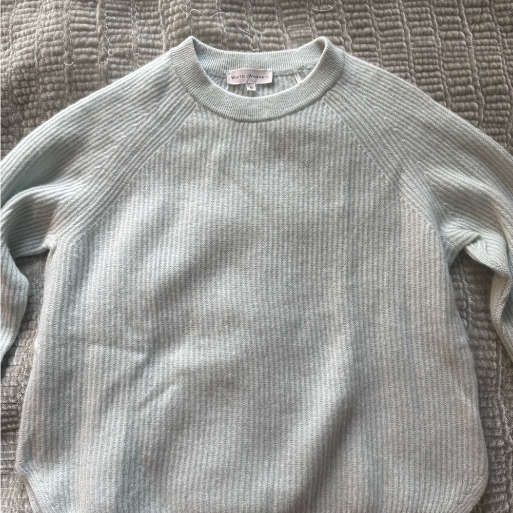 White + Warren Baby Blue Cashmere Sweater